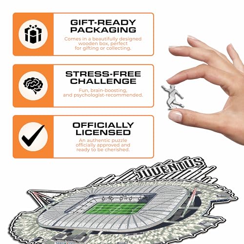 Iconic Puzzles, Juventus, Allianz Stadium, 100% eco-sustainable wooden puzzle with official license, size S, 150 pieces - Image 3