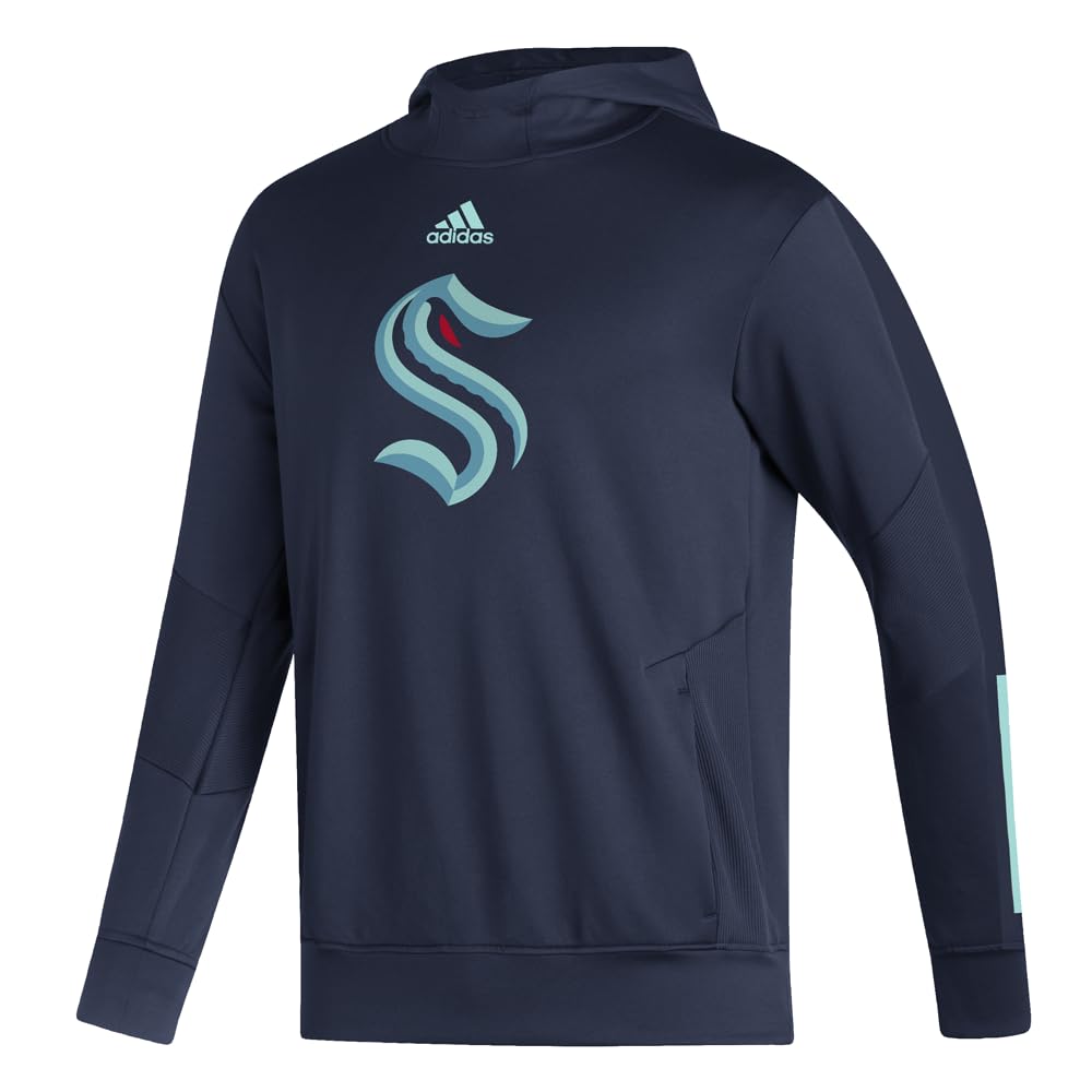 adidas Mens 21 Po Hoodie Athletic Outerwear Casual Moisture Wicking - Blue - Size L