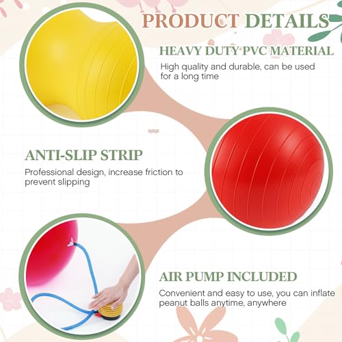 Image of Jexine Peanut Ball Set for Kids Yoga Balance Exercise Ball for Pregnancy & Home Gym, Includes 1 Pump & Different Size Options