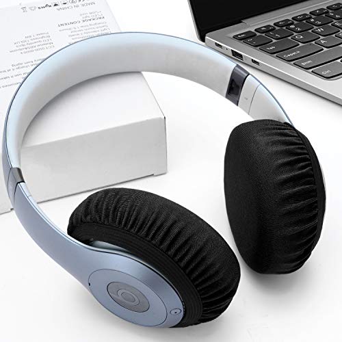 Cubiertas protectoras de almohadillas Flex Fabric con tela estirable y lavable para Beats Studio 3/2 Bose QC35 25 15 y otros audífonos con cojines de 3-4 pulgadas [2 pares] (Negro) miniatura 5