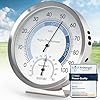 MAVORI® Igrometro analogico e termometro da interno 2 in 1 in acciaio inox Igrometro analogico e termometro analogico | Misuratore di umidità interna per un clima interno sano | Ø 12,5 cm