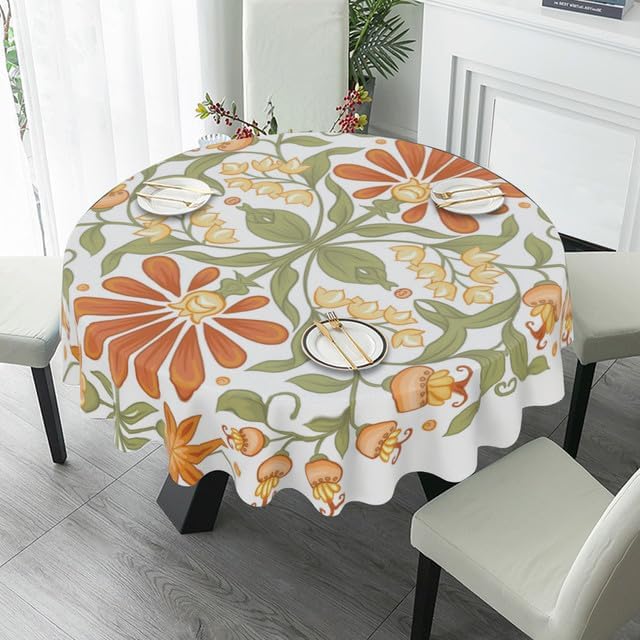 Miniatura 4 de Mantel de tela a prueba de derrames para interiores y exteriores, mantel para mesas redondas, pícnic y patio (flores de fantasía, 60 pulgadas)