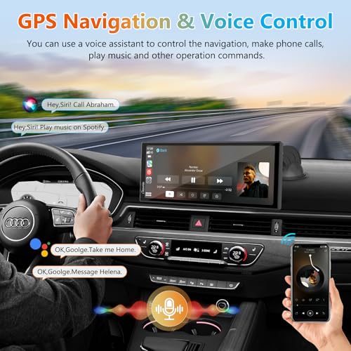 Image of CARPURIDE 11.26 Inch HD Wireless Carplay & Android Auto Screen, 4K +1080P+1080P Dash Camera for Cars with 64GB Card, with Loop Recording, Bluetooth, GPS, FM, Super Link