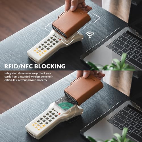 Image of VULKIT Credit Card Holder RFID Blocking Leather Automatic Pop Up Wallet Magnetic Wallet Double Card Case for Men and Women