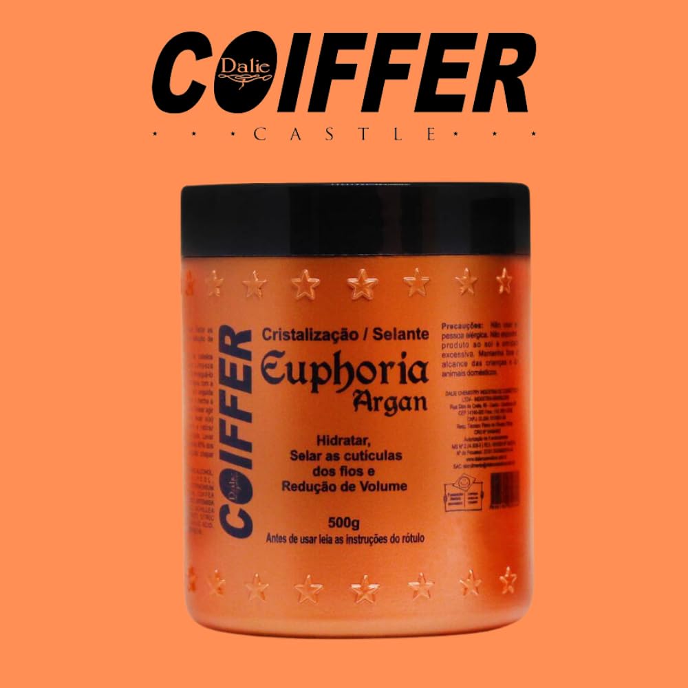 Coiffer Euphoria Argan Crystallization and Sealant for Hair, Less Volume, Smooth Strands, No Frizz and More Hydratation, Perfect for Curly Hair, Hair Reconstrution, 16 oz (500g)