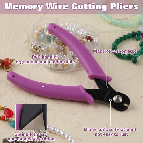 SPEEDWOX 5 Inch Memory Wire Cutting Pliers Jewelry Parrot Beak Wire Cutter Bracelet Pliers Memory Wire Shears Flush Cut Pliers Beading Hobby Work Tool for Arts and Crafts Electronics Jewelry Making - Image 3