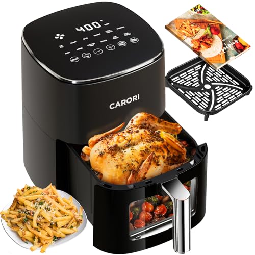 Air Fryer 12 Preset with Viewing Window, 6Qt Large Capacity, 400℉ Max Crisp, Airfryer, Bake, Roast, Dehydrate, Reheat, 1700W Quick Even Easy Meals, Nonstick Dishwasher Safe Basket by carori - Used condition - US$46.61