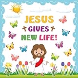 Whaline 70Pcs Easter Bulletin Board Decoration Religious Jesus Gives New Life Butterfly Flower Cutouts Board Border Spring Easter Classroom Decor for School Home Wall Decoration