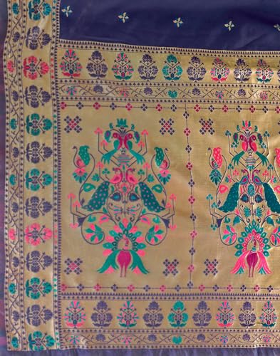Image of SIRIL Women's Weaving Paithani Silk Saree With Unstitched Blouse Piece