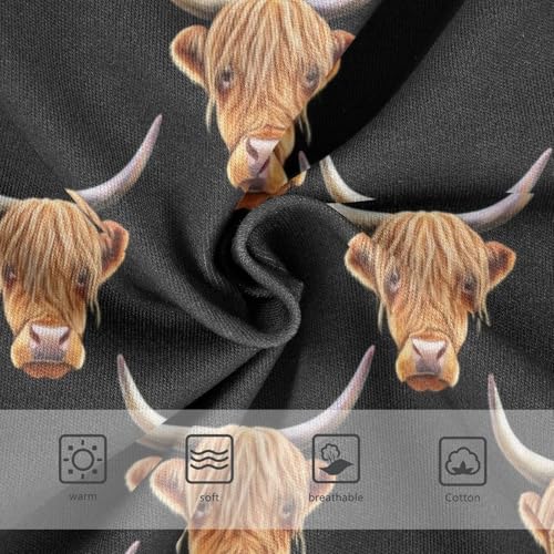 Joisal Cute Highland Cow Heads Black Cute Panties Girl Girls Underwear Toddler Cotton Personalized Undies Kids Briefs 2t3