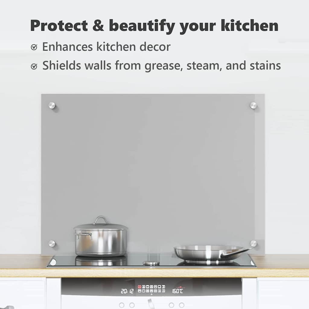 vidaXL Panel kuchenny Jasnoszary 70 x 40 cm szkło hartowane, Nowoczesny, trwały szkło backsplash do kuchni, odporny na ciepło, stylowy wygląd, łatwy montaż