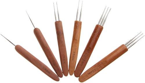 Dreadlock Crochet Needles Bamboo Handle Micro Hook, for Hair Dreadlock Needle Tool for Braid Craft Dread Locks Crochet Needles Hair Making Tools Knitting and Crochet
