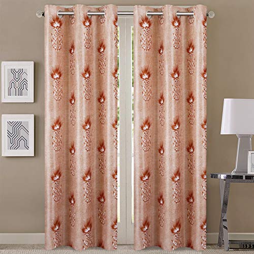 Image of Queenzliving Secret Linen Curtain, Door 7 feet- Pack of 2, Dark Orange