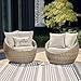 Signature Design by Ashley Danson Outdoor Lounge Chair with Cushion and 360-Degree Swivel, Set of 2, UV-Resistant Performance Fabric and Resin Wicker, Light Brown