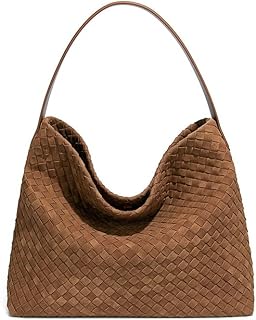 Molodo Woven Suede Shoulder Bag for Women Suede Hobo Bag Tote Elegant Handbag Satchel for Work Travel