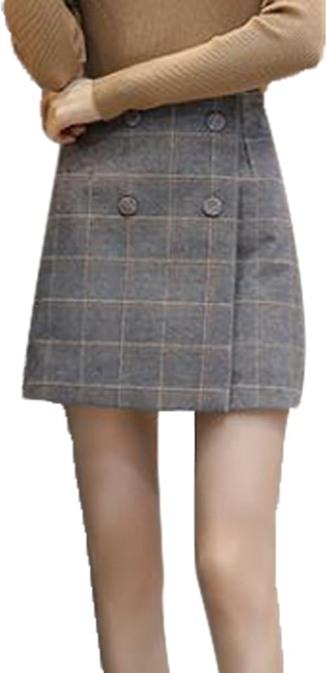 Amazon Aijuan レディース 秋服 冬服 春服 ラシャ スカート タイトスカート キュロット 通勤 チェック柄 ドレス 格子 ショート スカート ミニスカート 着痩せ カジュアル シンプル スカート 通販