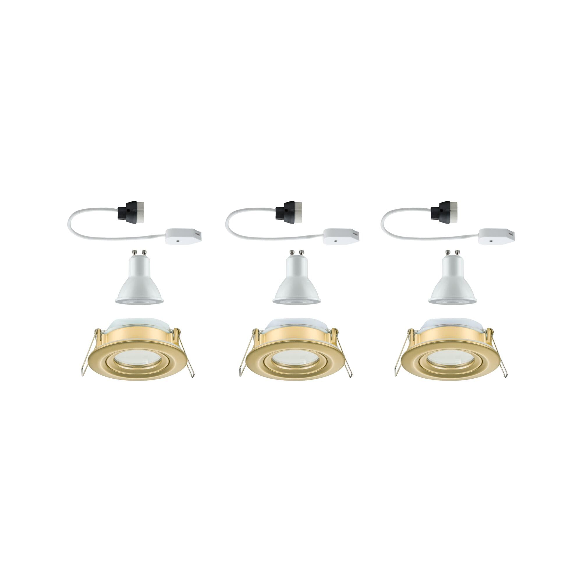 Paulmann 92408 Nova Plus - Foco empotrado (LED, IP65, redondo, 93 mm, 30 °, GU10, 3 x 6 W, 3 x 460 lm, 230 V, regulable 2700 K, color dorado mate