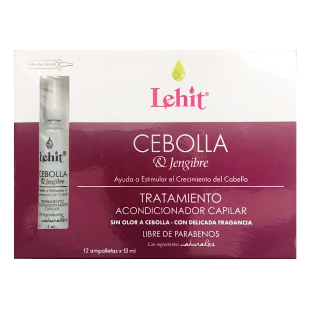 LEHIT Cebolla en Ampollas Sin Olor a Cebolla con Delicada Fragancia Libre de Parabenos Tratamiento Acondicionador Capilar | Hair Growth Treatment No onion Smell in Vials 12x(0.5oz-13ml)