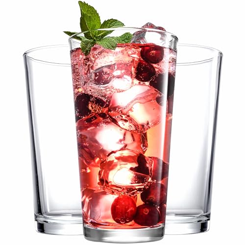 Image of Drinking Glasses Set 17 OZ. Highball Glass Cups, Juice, Cocktails, Wine, Iced Tea, Bar Glass. Dishwasher Safe. (Set of 10) Beer Glasses