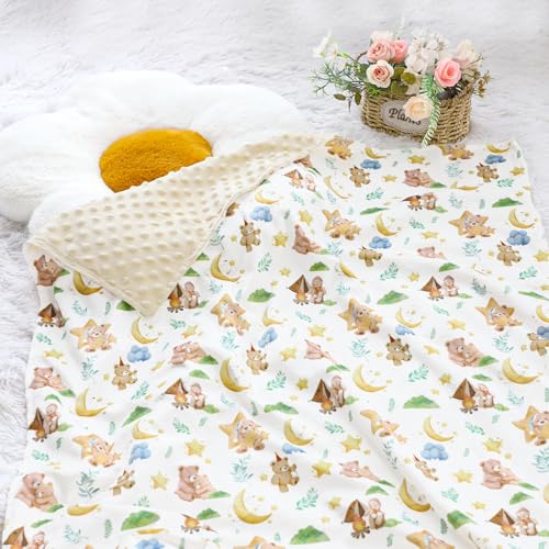 Image of Baby Blanket for Girls Boys, Super Soft Double Layer Mink Blankets with Dotted Backing, Toddler Newborn Nursery Bed Blanket, Bear Throw Blanket, 30 X 40 Inches