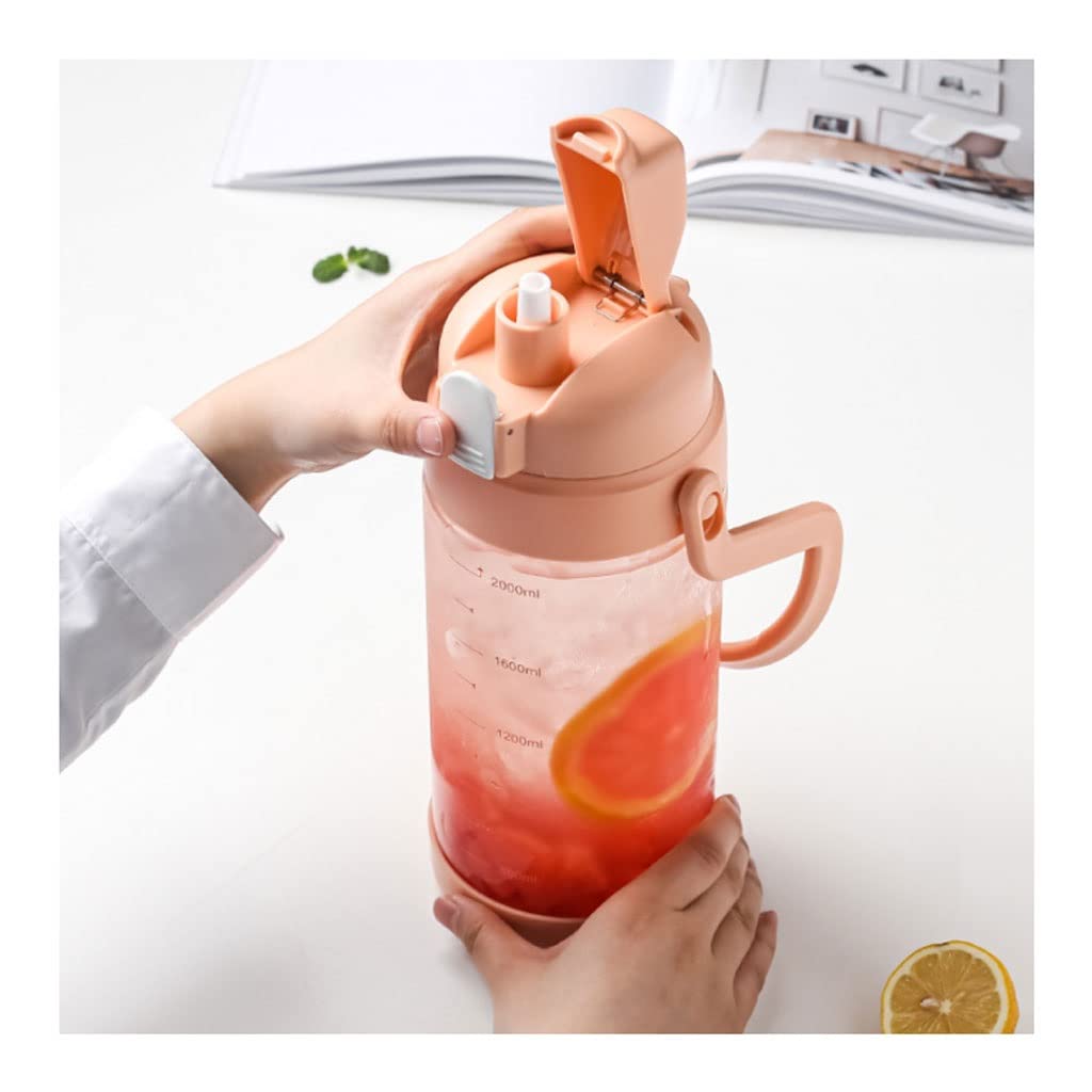 Bottiglia Acqua Sportiva 2L Bottiglia d'acqua di grande capacità con bottiglie d'acqua sportive all'aperto di paglia for ragazze Bottiglia for ragazzi Bottiglia da scuola portatile Sport Borracce ( Bl