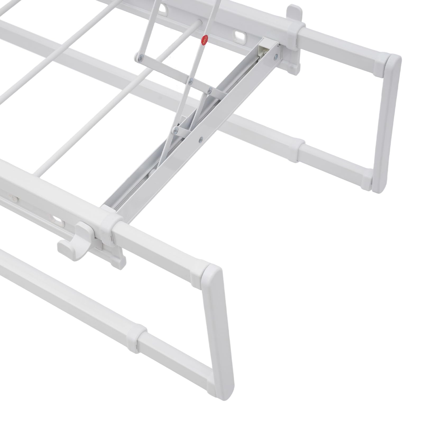 Elektrischer Wäscheständer mit Fernbedienung 24W LED Light Elektrischer Kleiderstange 130-215 cm Decken-Wäscheständer für Hausbalkone, Badezimmer und andere Gelegenheiten (Weiß)