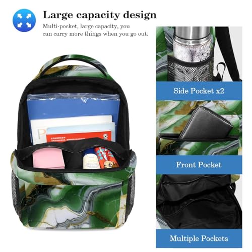 Sac à dos marbre vert avec trousse pour la rentrée des classes au collège
