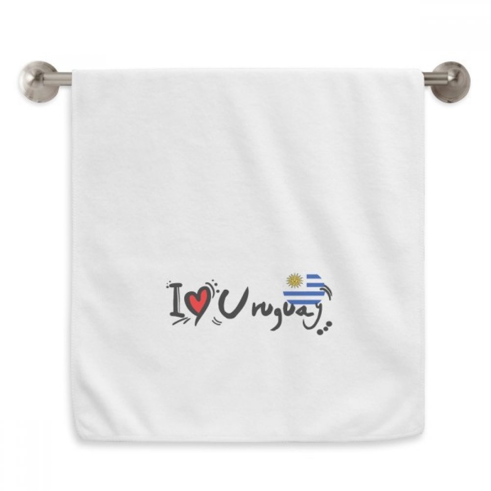 Serviette moelleuse J'aime l'Uruguay au tissage raffiné et doux pour la peau