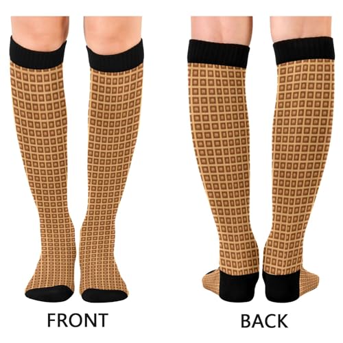 Fisyme Chocolate Waffles Ice Ceam Socks for Men Women Warm Comfort Athletic Crew Running Hiking Cycling Compression Socks3
