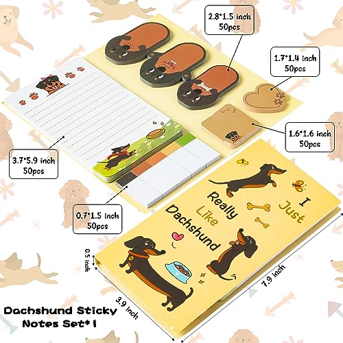 A1DIEE 550 Blätter Dackel Haftnotizen Set Kartoon Hund Bündel Notizzettel Beschreibbare Klebezettel Selbstklebende Haftzettel zurück zur Schule Zubehör Geschenke für Lehrer Studenten Schüler