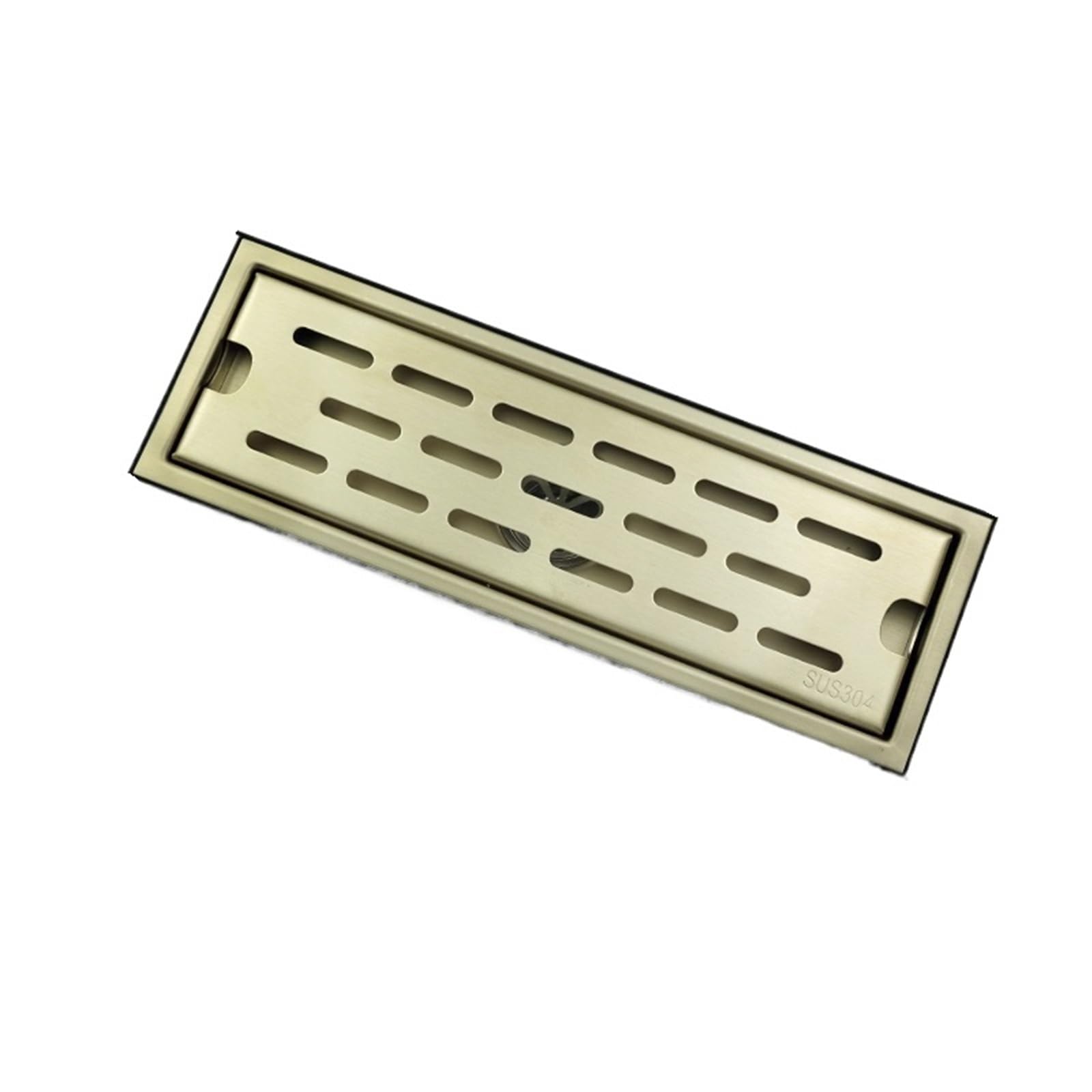 Floor Drain Hair Catcher Bathroom Shower Drain Kitchen Toilet Waste Grates Long Linear Drainage Brushed Gold Black(Brushed Gold)