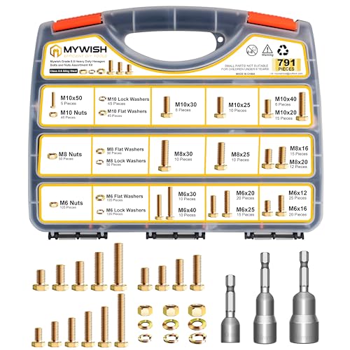 Boulons métriques M6 M8 M10 Mywish avec écrous et rondelles pour vos travaux de fixation solides