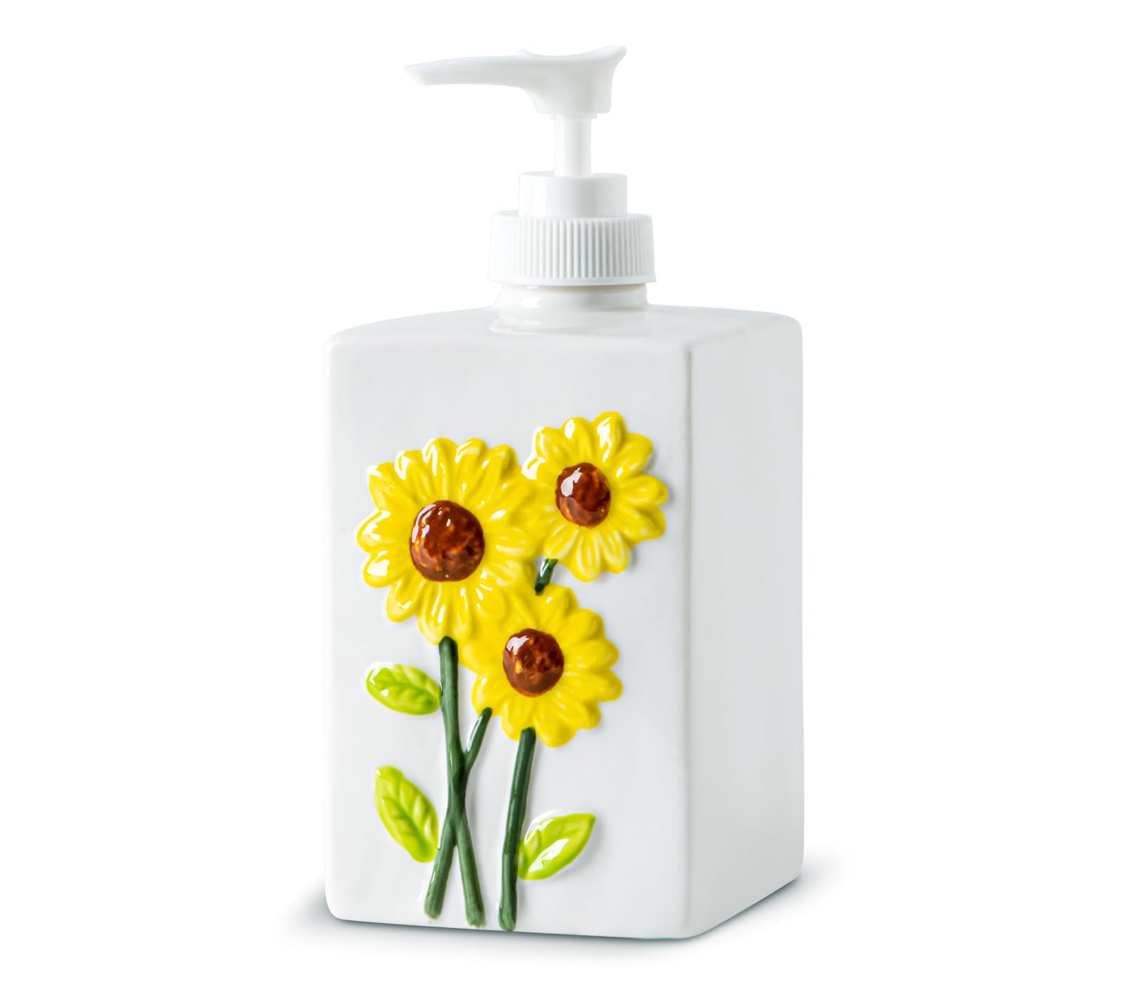 Sunflower Ceramic Hand Soap Dispenser - Liquid Soap Dispenser for Bathroom and Kitchen