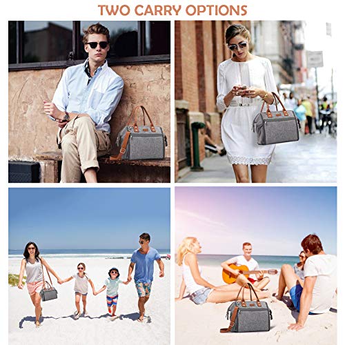 Insulated Lunch Bag, MOKALOO Large Capacity Lunch Tote Box With Removable Shoulder Strap, Multi-functional Reusable Thermal Snacks Cooler Bag for Men, Women