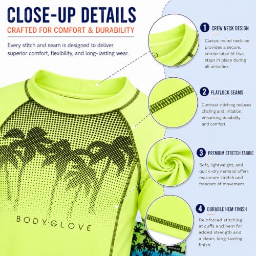 Image of Body Glove Boys Swim Set - 2 Piece Boys Swim Trunks with Rash Guard UV Protection Swimsuit Kids Bathing Suits (Sizes 4-12)