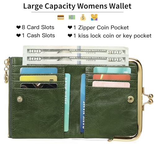 Wallet Women Small RFID Blocking Bifold Leather Wallets for Women Vintage Coin Purse With Zipper and Kiss Lock2