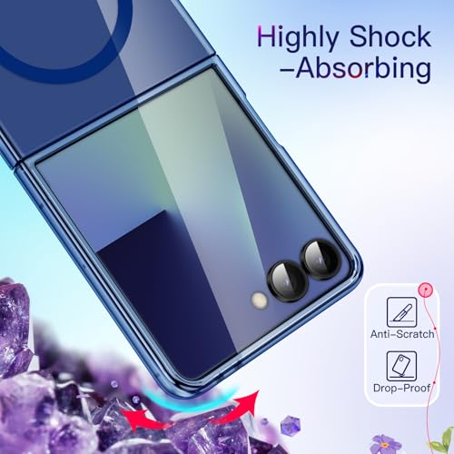 Image of JETech Magnetic Case for Samsung Galaxy Z Flip 7 2025 Compatible with MagSafe, Non-Yellowing Transparent Hard PC Protective Phone Cover, Anti-Scratch (Blue Shadow)
