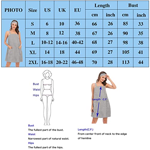 QZUnique Bath Wrap Towel with Straps Women Shower Robes Turban&Headband Bathrobe Dress with Straps Adjustable Closure4