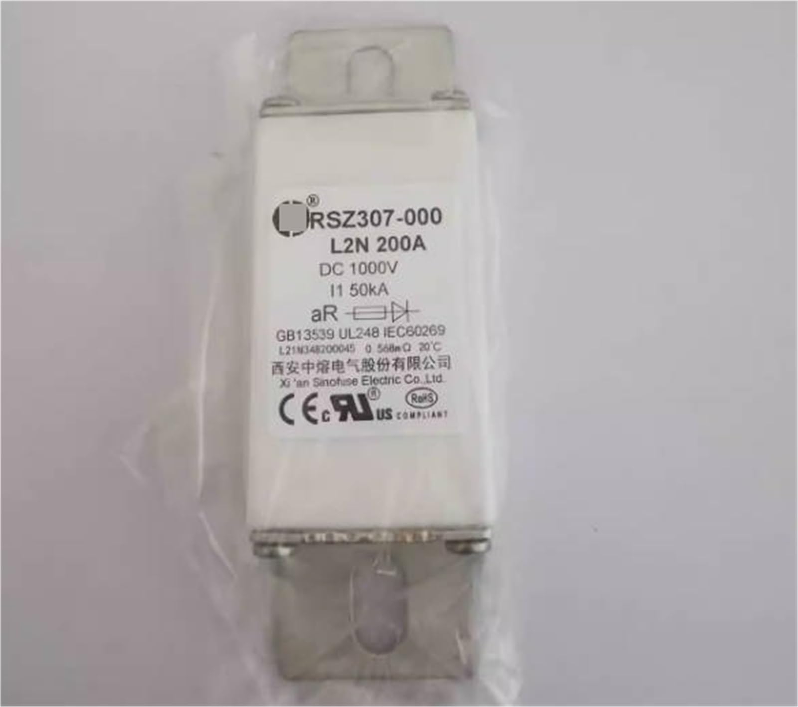 Fuseau RSZ307-000-L2N 250A 1000VDC pour la protection des circuits électriques industriels