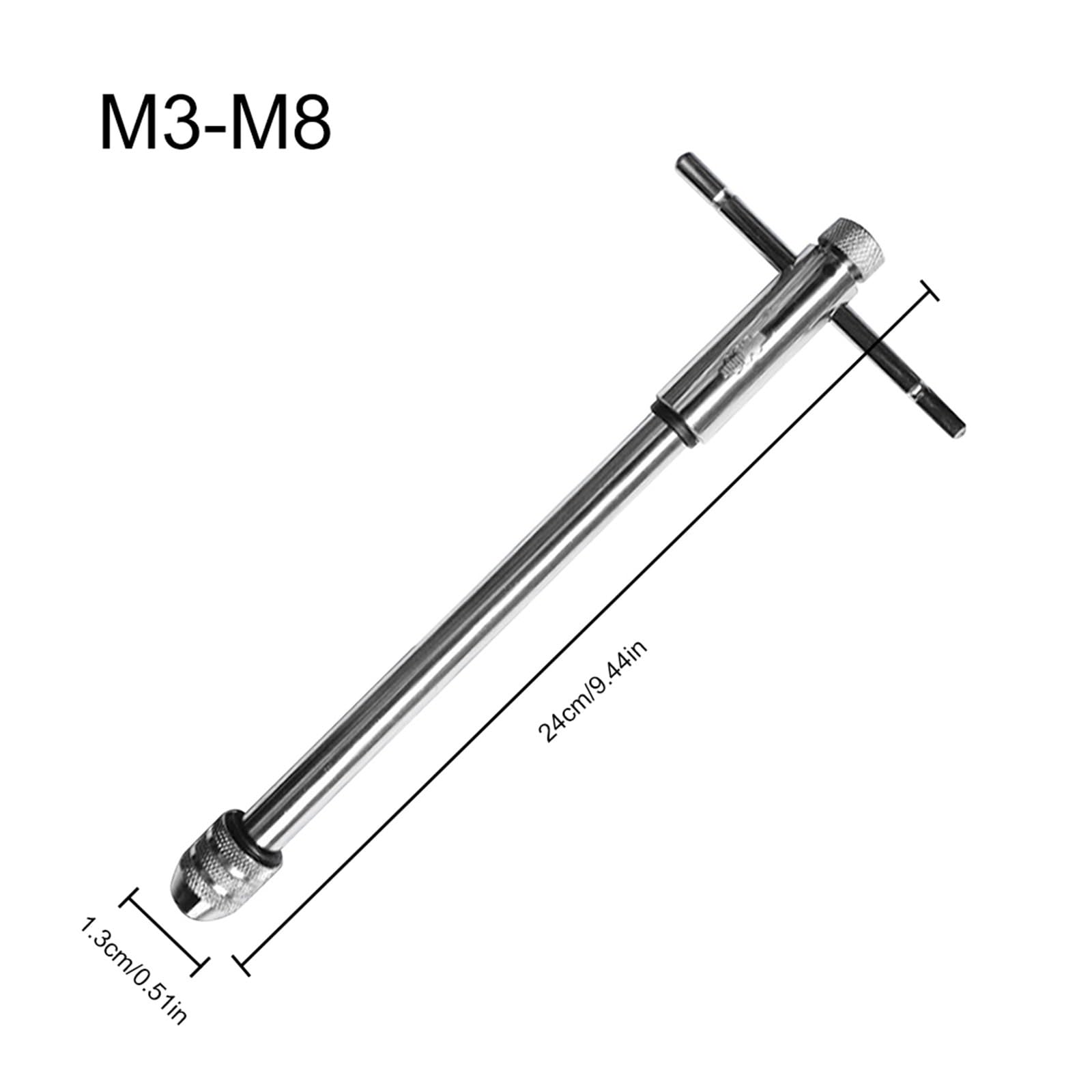 Chiave a cricchetto con impugnatura a T regolabile, alesatore manuale, chiave manuale, chiave a cricchetto for maschi metrici M3-M8 M5-M12, chiave a cricchetto for maschi a T(M5-12)
