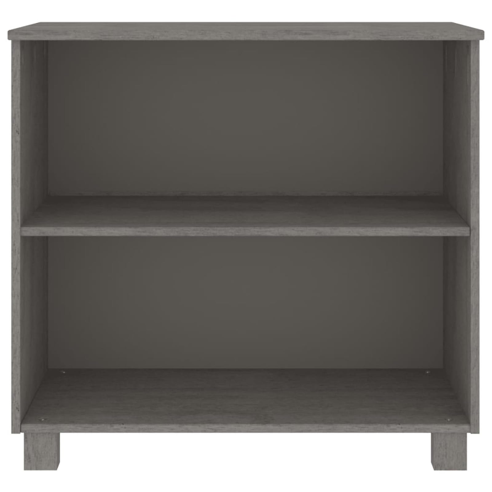 Komoda HAMAR z 2 otwartymi półkami, lite drewno sosnowe, jasnoszara, 85 x 35 x 80 cm – wytrzymała drewniana kredens do korytarza, salonu lub jadalni