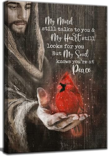Jesus Cardinal Canvas Wall Art God Christian Decor Red Birds