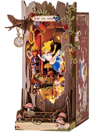 Rolife Book Nook Kit Fall into Wonder 3D Wooden Puzzles 9.9' Wonderland Booknooks DIY Miniature Kit...