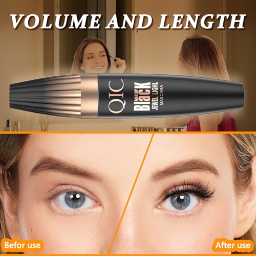 NICEMOVIC Waterproof Mascara Black Volume and Length, 4D Silk Fiber Eyelash Mascara Long Lasting Non-Clumping, Sweatproof & Smudge-Proof, Longer and Thicker Eyelashes for Makeup - Image 6