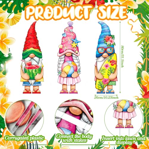 Umigy-3-Pcs-Summer-Yard-Sign-32-x-10-Inch-Outdoor-Summer-Yard-Decor-with-Stakes-Watermelon-Beach-Ball-Surfboard-Gnome-Lawn-Sign-Outside-Outdoor-Decor-for-Home-Pathway-Walkway Umigy 3 Pcs Summer Yard Sign 32 x 10 Inch Outdoor Summer Yard Decor with Stakes Watermelon Beach Ball Surfboard Gnome Lawn Sign Outside Outdoor Decor for Home Pathway Walkway