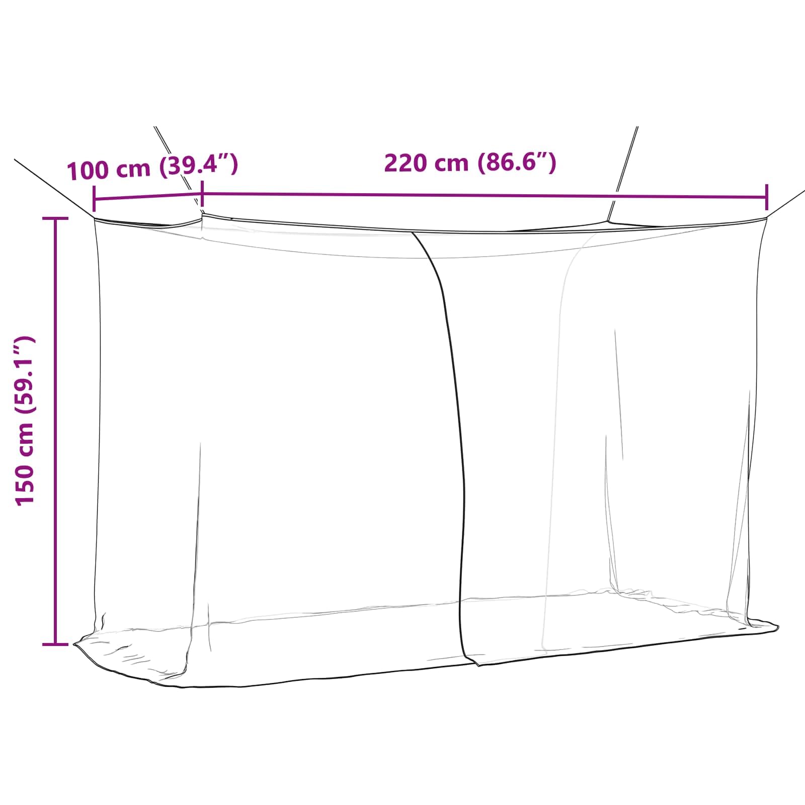 Moskito-Netz für Bett aus Polyester, 156 Maschen, 3er Set schwarz, für Schlafzimmer, Mückennetz für Innenbereich, 220 x 100 x 150 cm, mit Seil und Schrauben