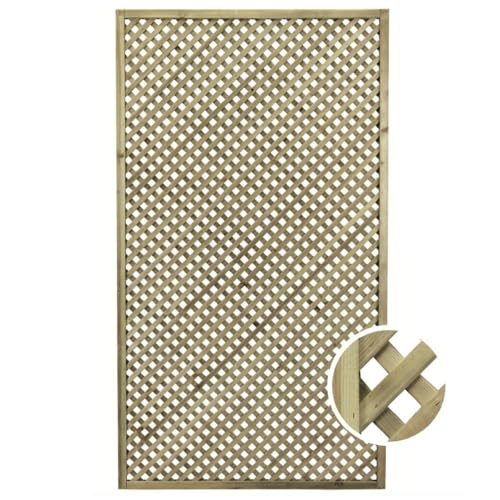 Pannello Grigliato paravista Clara 100x180 cm in Legno di Conifera Naturale Impregnato in Autoclave – Maglia Diagonale 2x2 cm