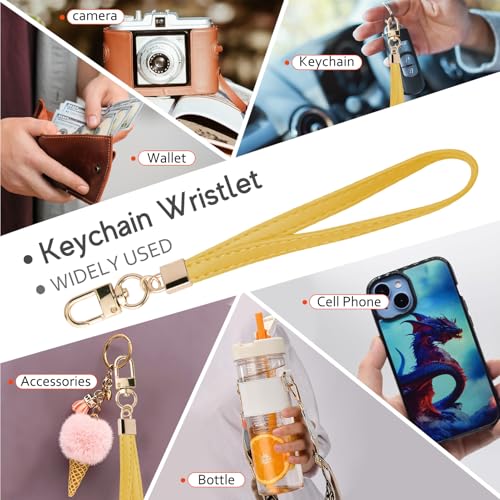 Image of KNGITRYI Small Wristlet Wallets for Women RFID Credit Card Holder Wallet Keychain Wristlet Wallet Credit Card Wallets for Women (Yellow)