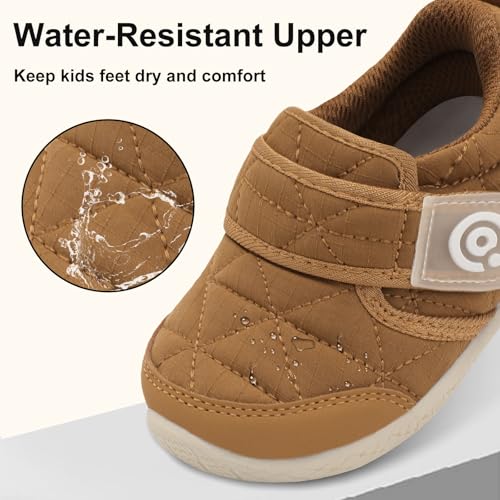 QFH Toddler Shoes Boys Girls Lightweight Sneakers Barefoot Wide Shoe Water-Resistant Hook & Loop Flexible Casual Walking Shoes3