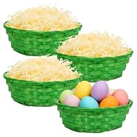 HGRGHH Osterkörbchen mit Deko Gras, 4 Stück Osterkorb Zum Befüllen-22,5 x 7,5 cm, Bastkörbe zum Befüllen, Weidenkörbe Ostern, Osterdeko für Kinder, Osternest für Eier, DIY & Geschenk